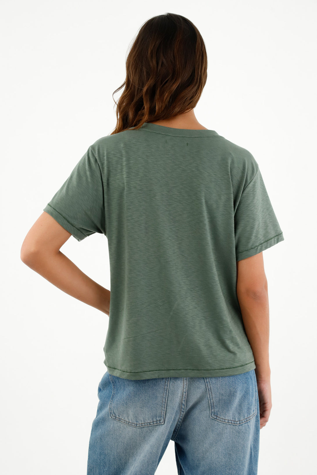 Camiseta básica verde para mujer