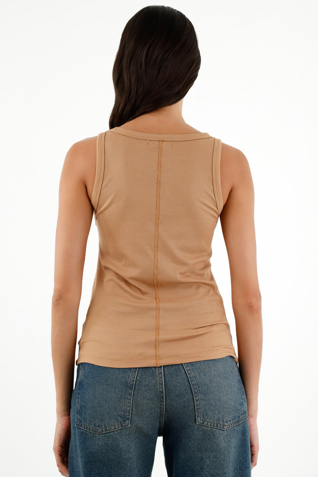 Women's Brown Sleeveless T-Shirt