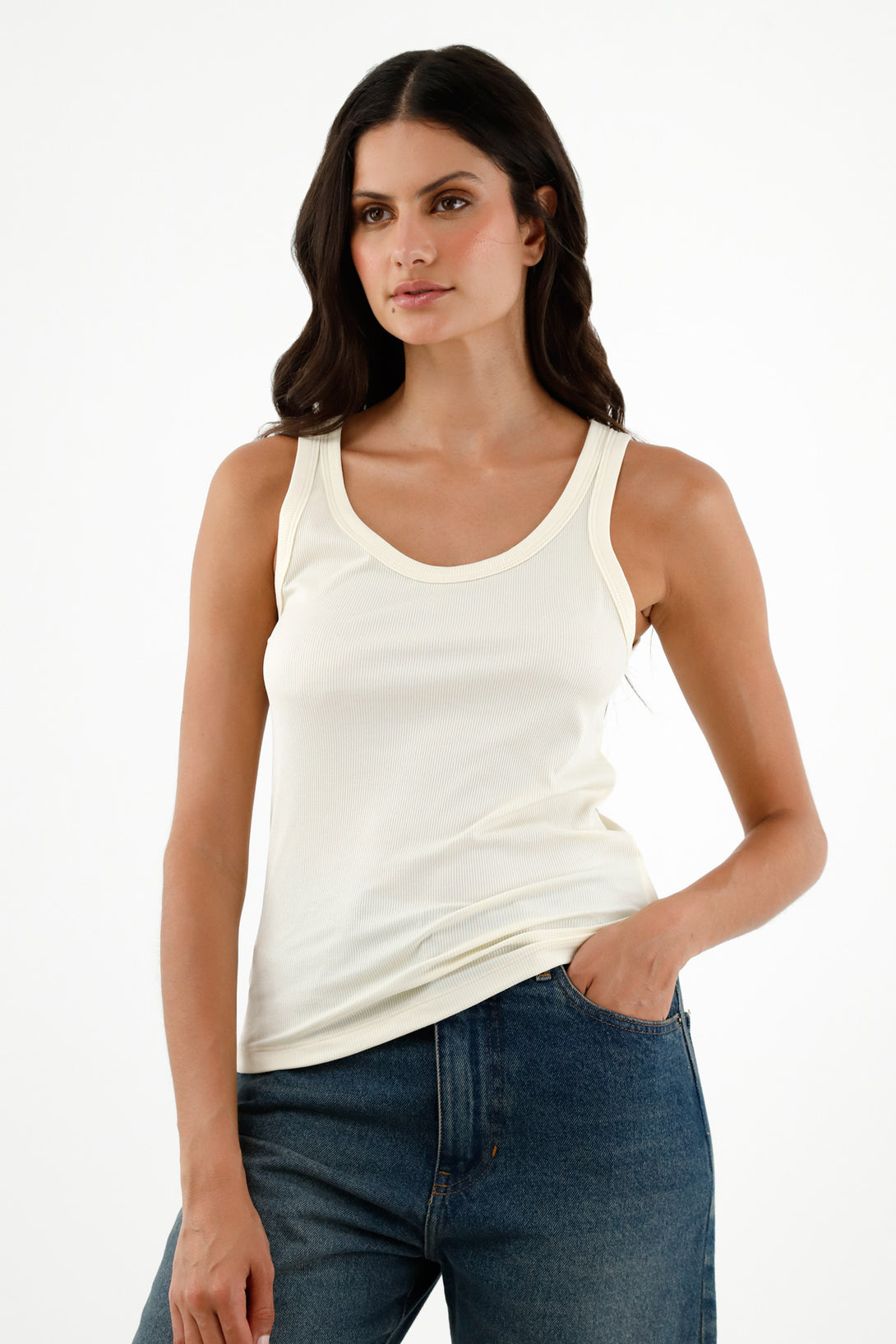 Women's Ecru Sleeveless T-Shirt