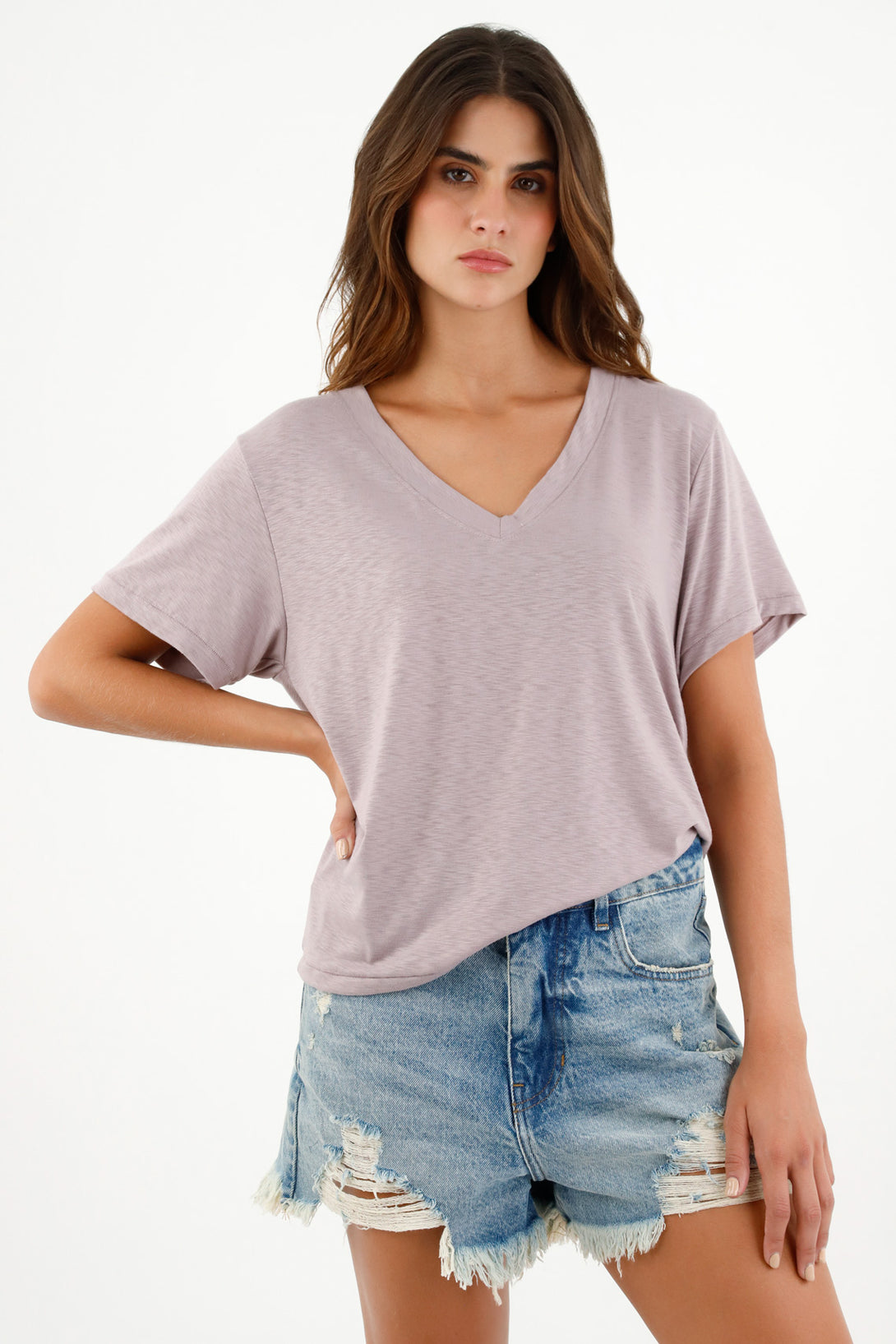 Camiseta básica morada para mujer