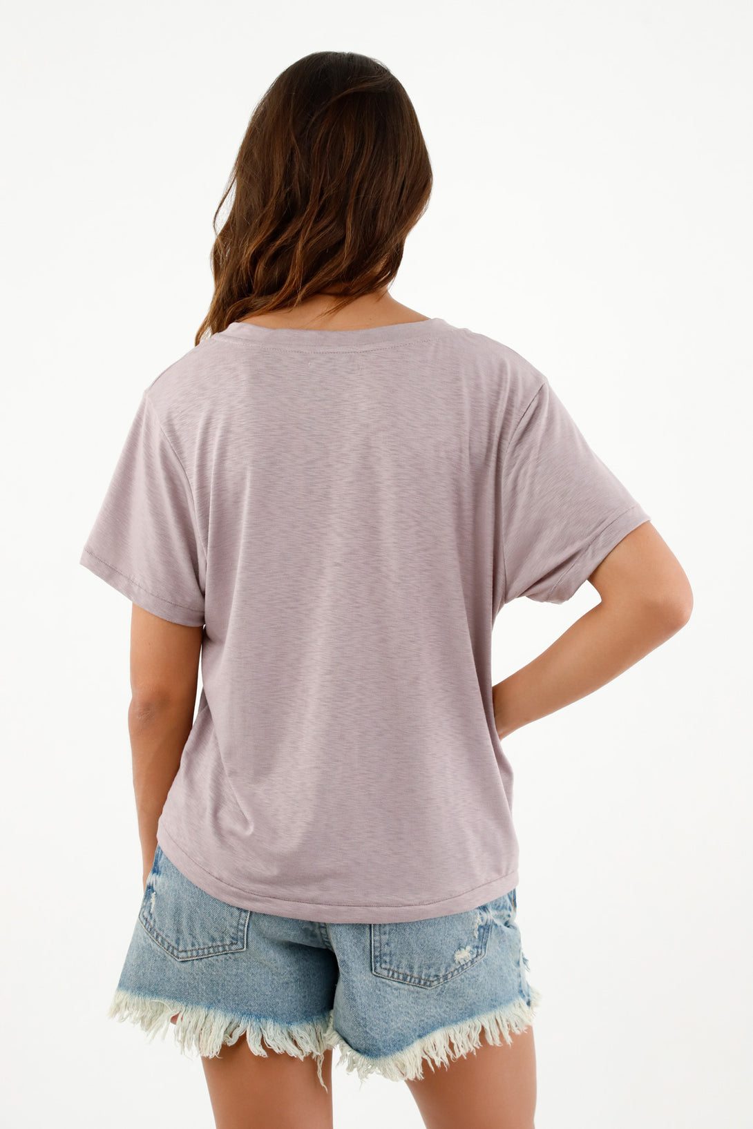 Camiseta básica morada para mujer