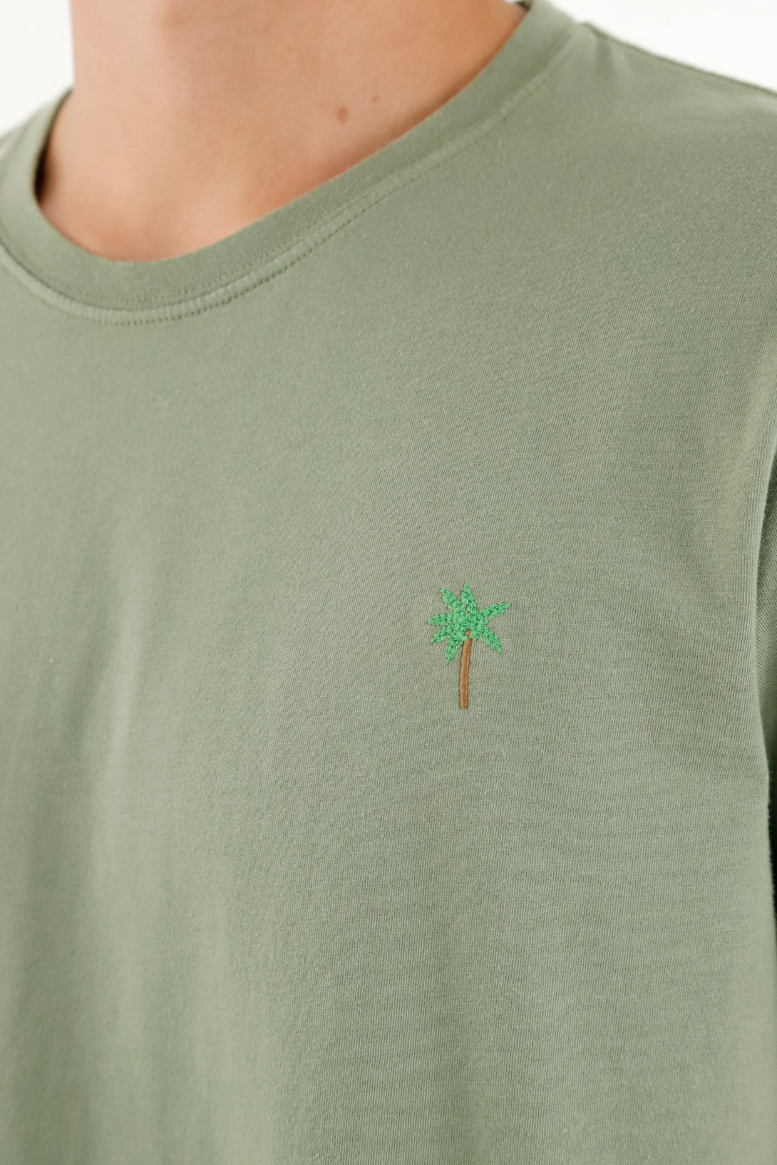 Men's Green Tee with Mini Embroidery