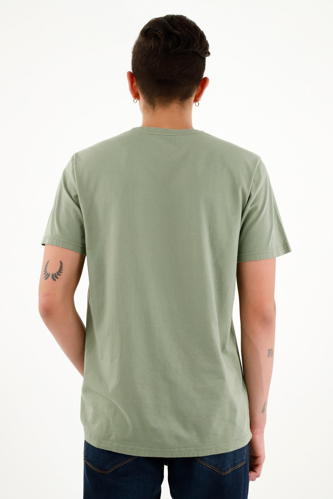 Men's Green Tee with Mini Embroidery