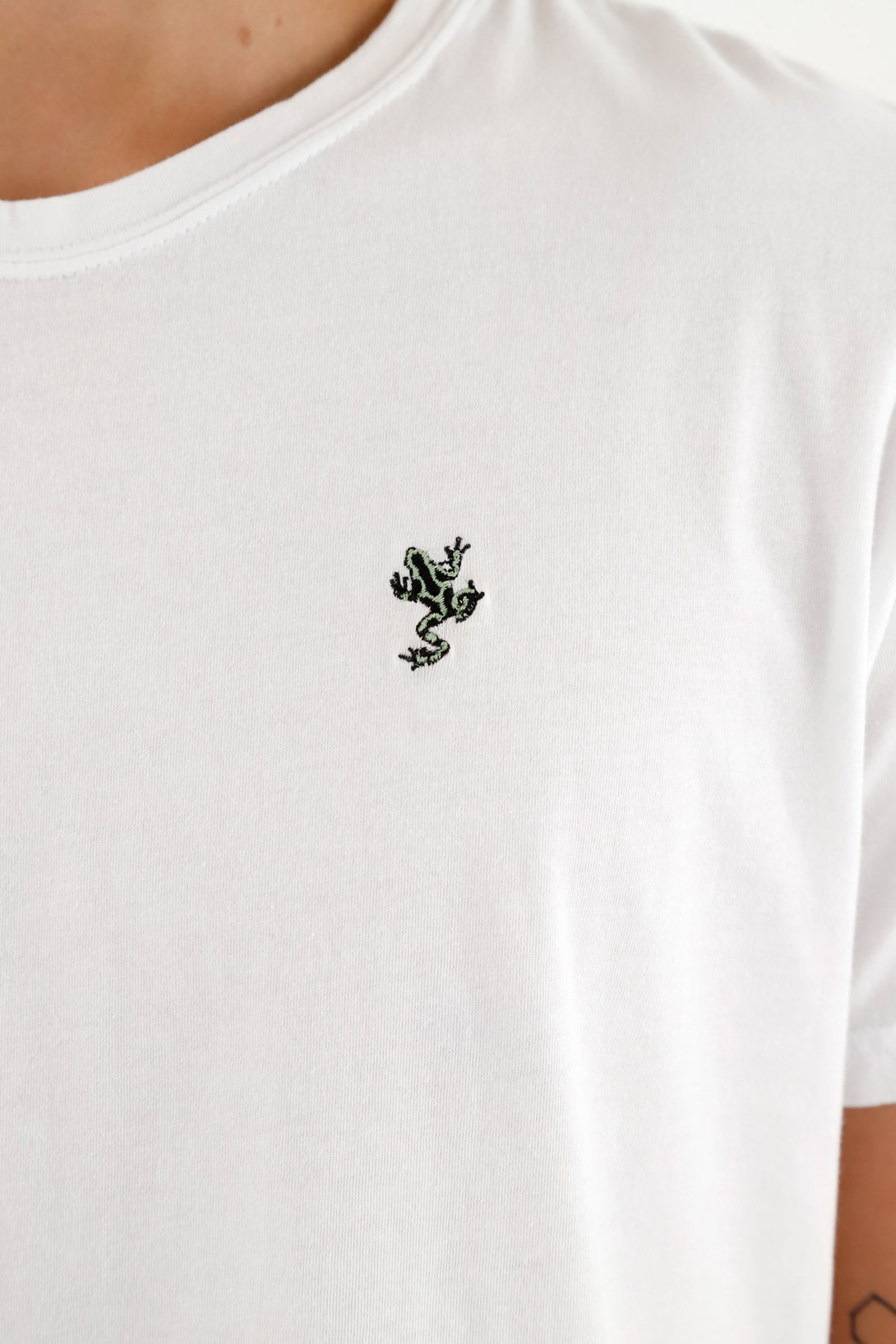 Men's White Tee with Mini Embroidery