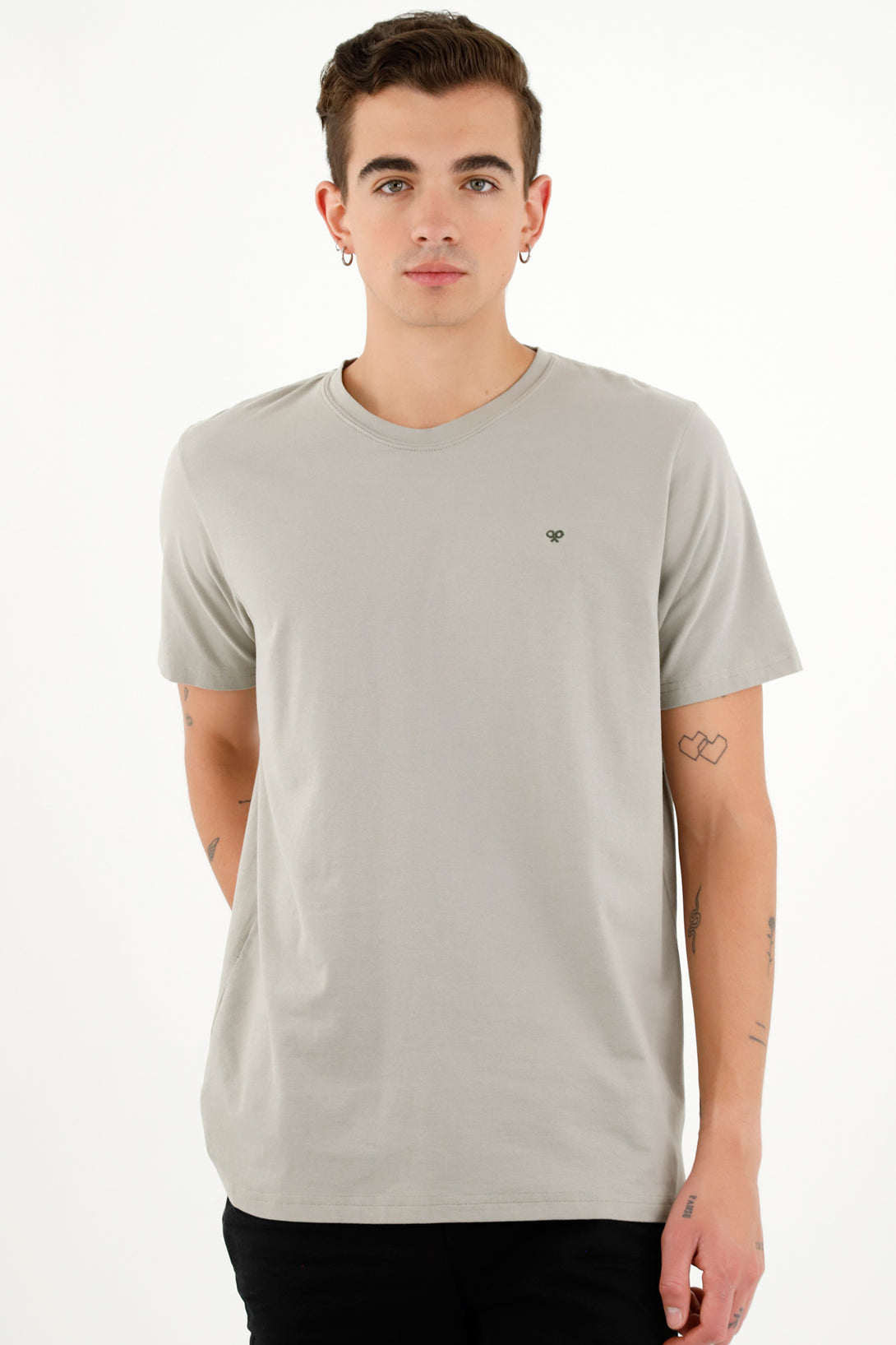 Camiseta cuello redondo gris para hombre