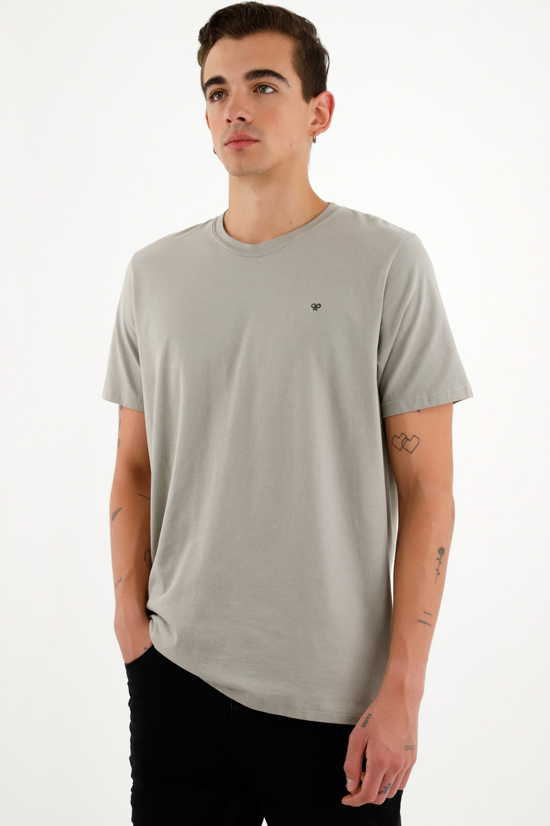 Camiseta cuello redondo gris para hombre