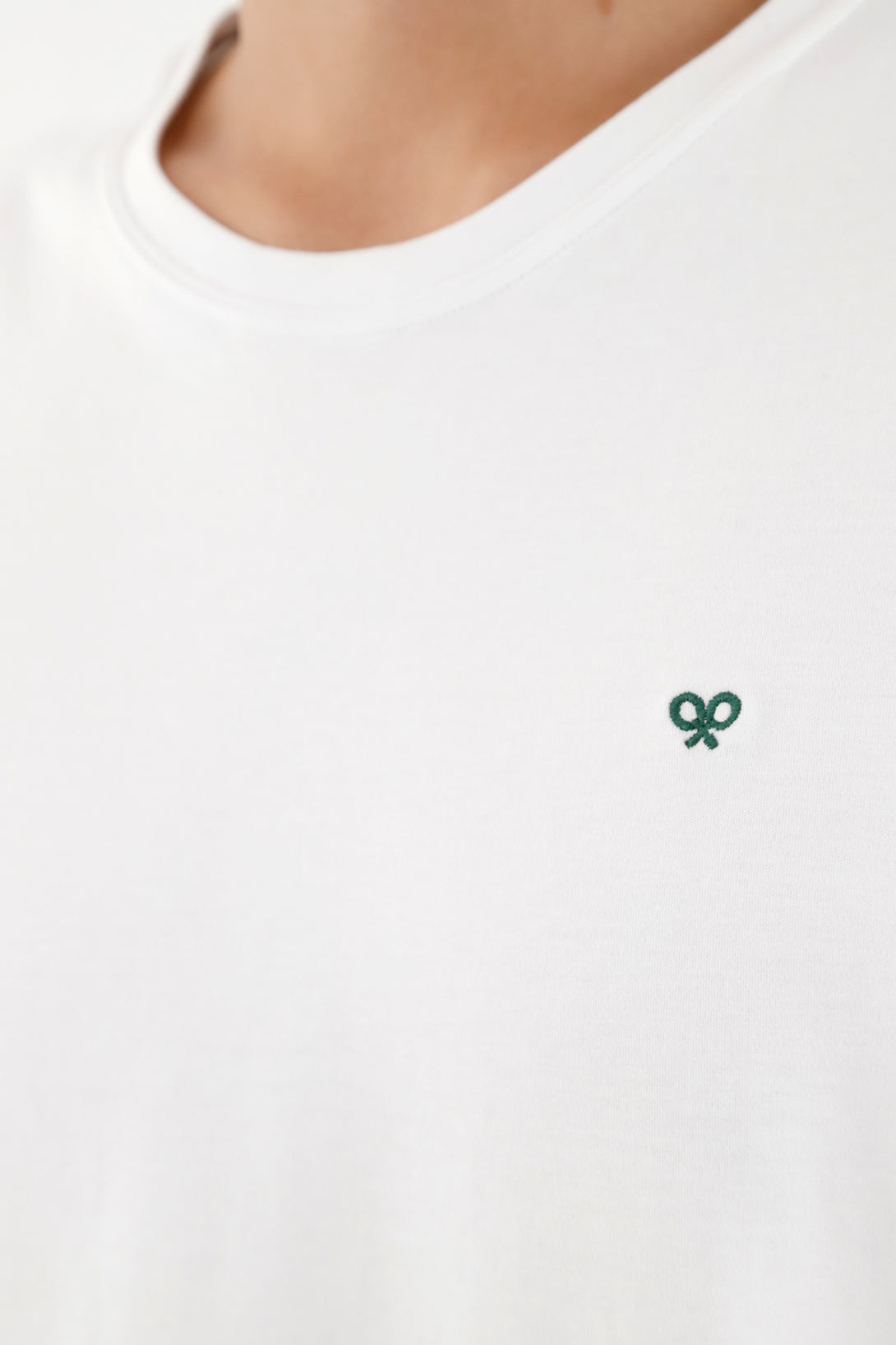 Men's White Tee with Mini Racket Embroidery