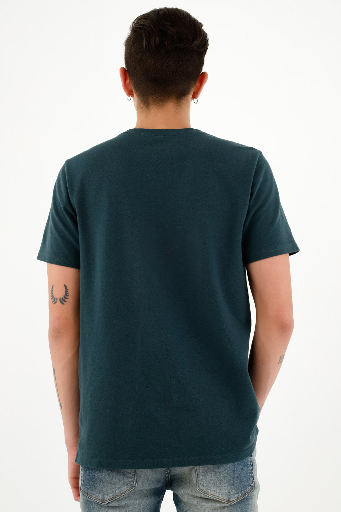 Camiseta con bolsillo de parche verde para hombre