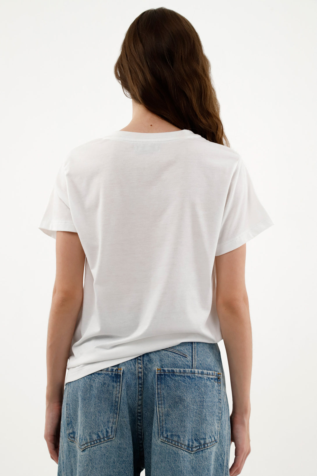 Camiseta blanca silueta clásica para mujer