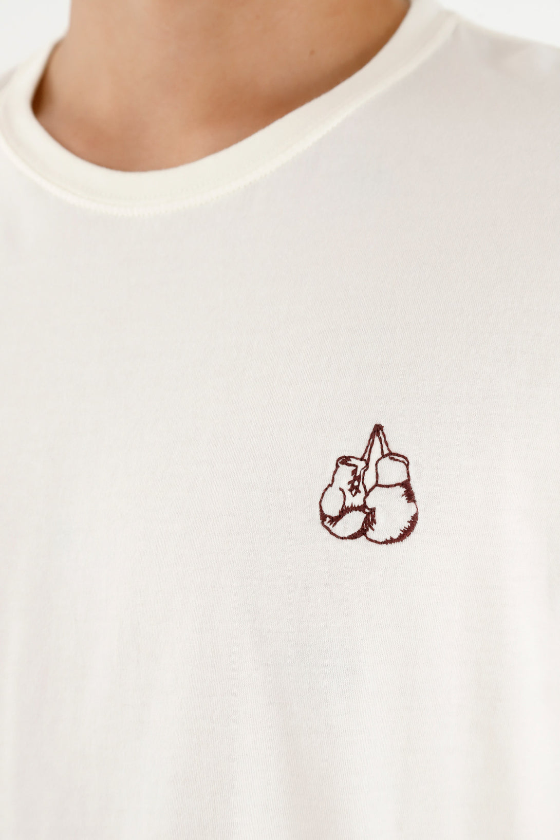 Men's Beige Tee with Mini Heart Embroidery