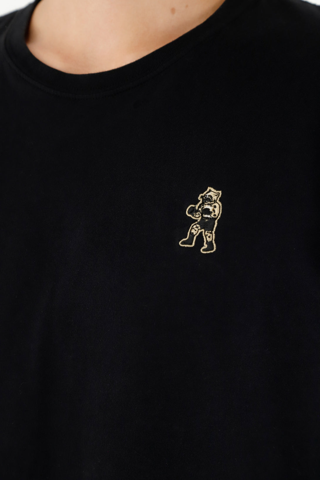 Men's Black Tee with Mini Heart Embroidery