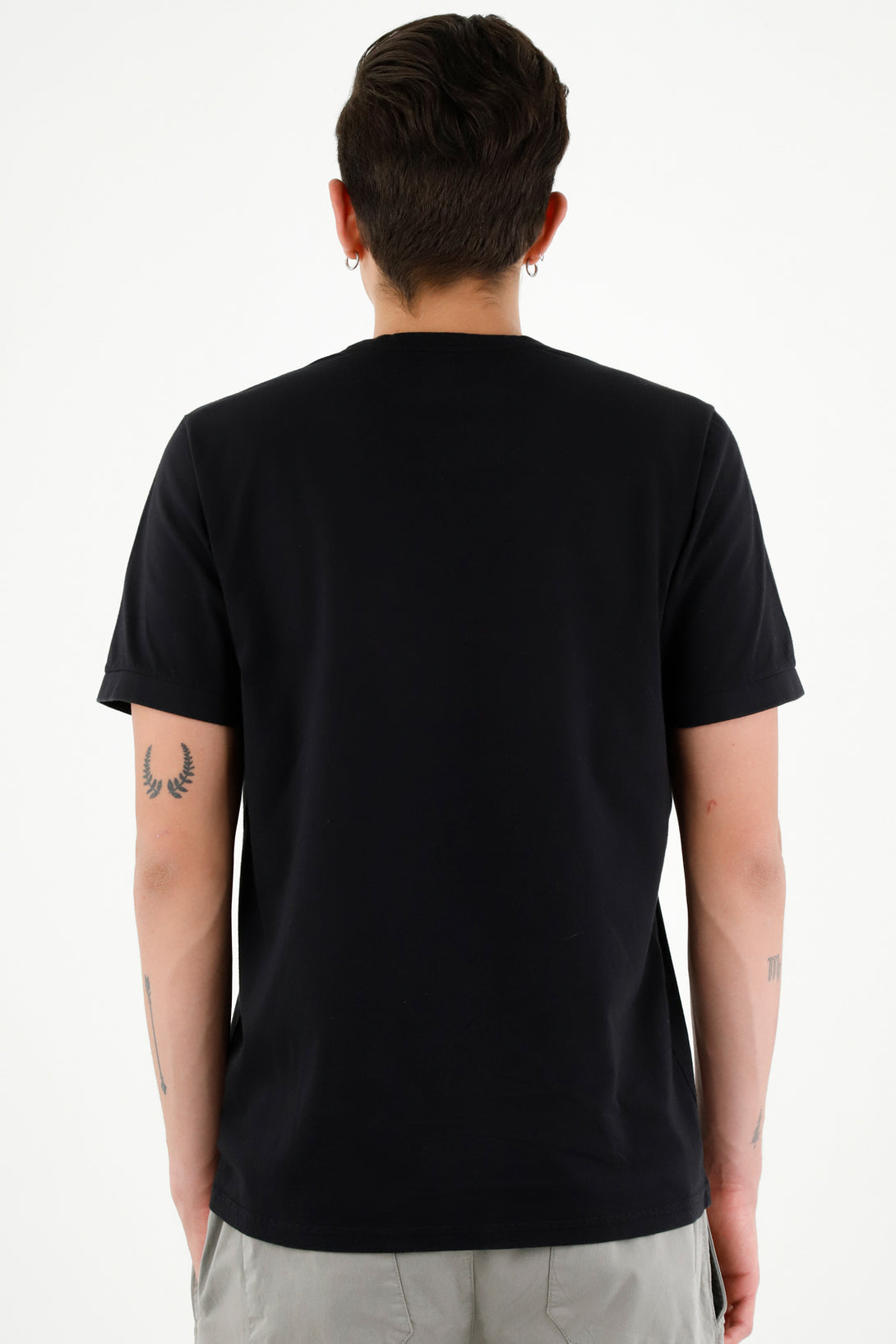 Men's Black Tee with Mini Heart Embroidery