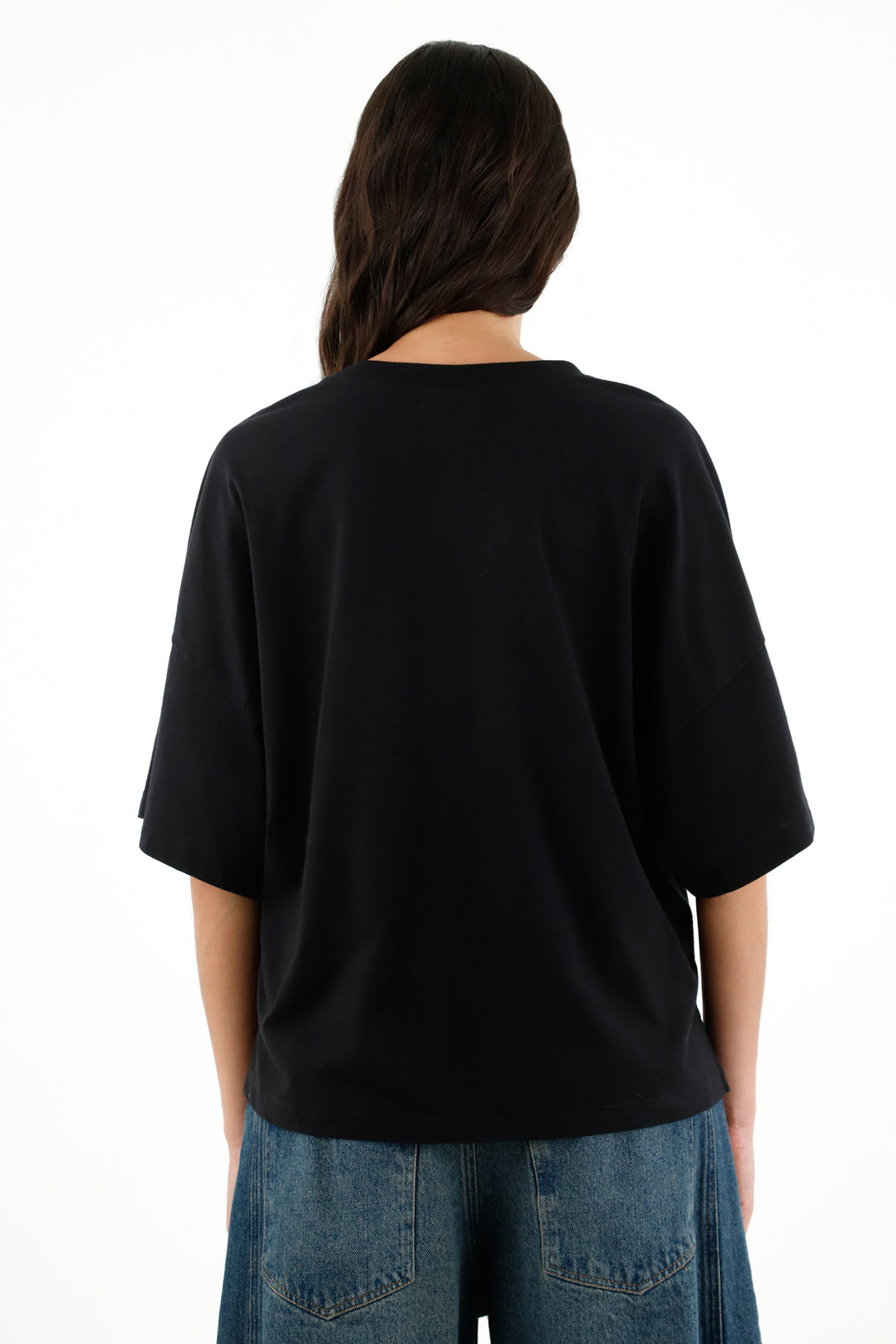 Women's Black T-Shirt with Mini Slits