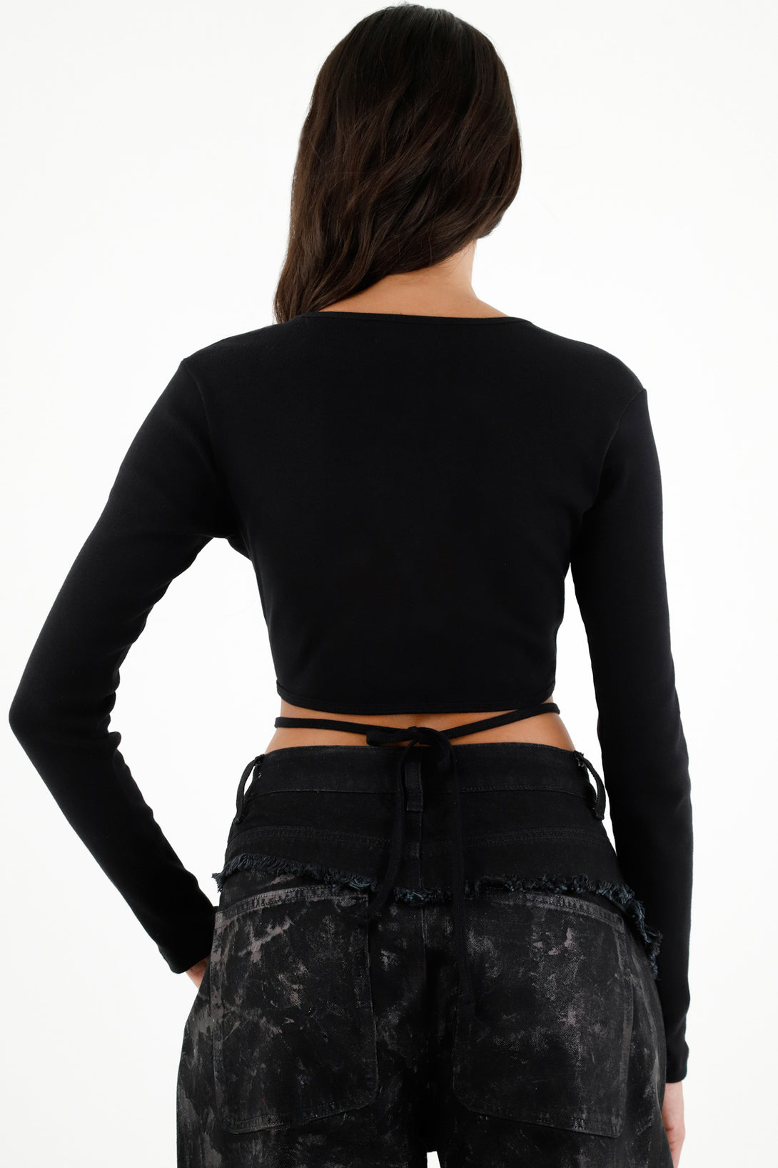 Camiseta negra topo crop para mujer