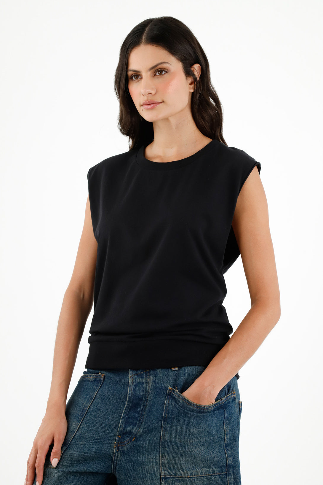 Women's Black Sleeveless Tee