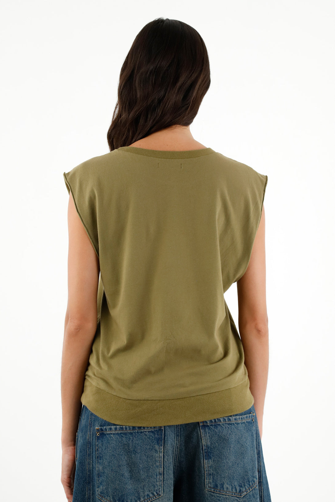 Women's Green Sleeveless T-Shirt