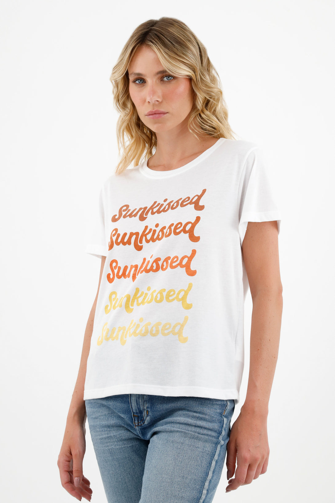 Camiseta estampada blanca para mujer