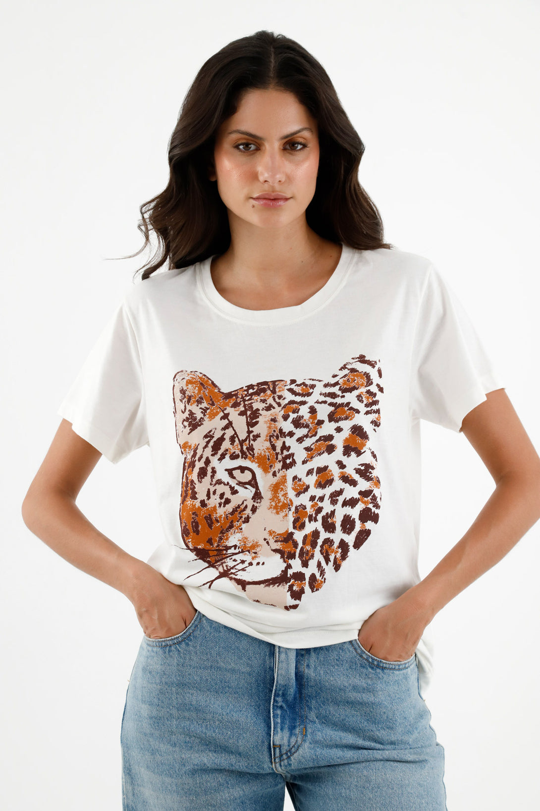 Camiseta estampada crudo para mujer