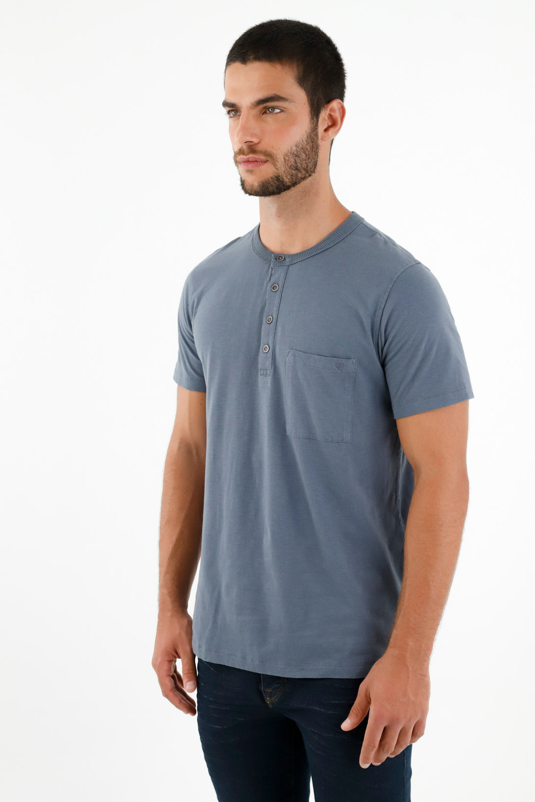 Men's Blue Henley Tee