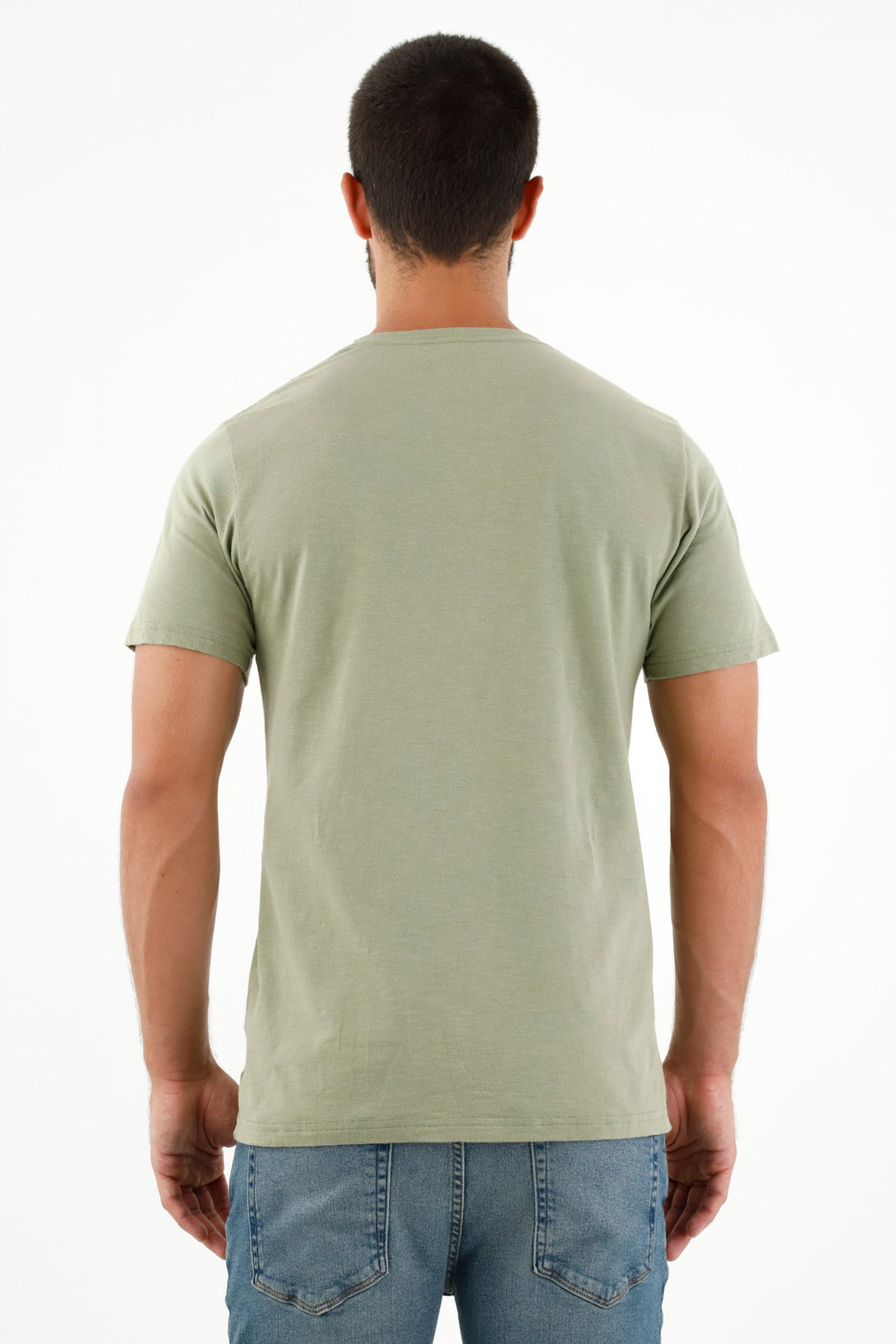 Camiseta verde con bordado en punto corazón para hombre