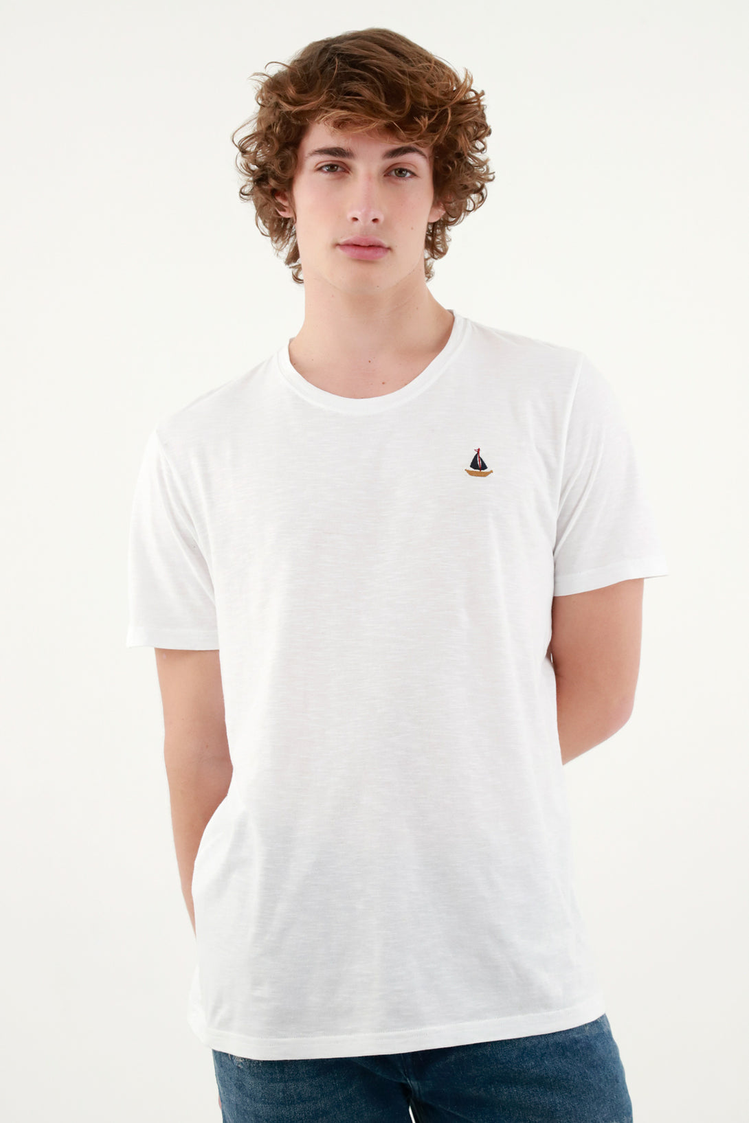 Men's White Tee with Mini Detail