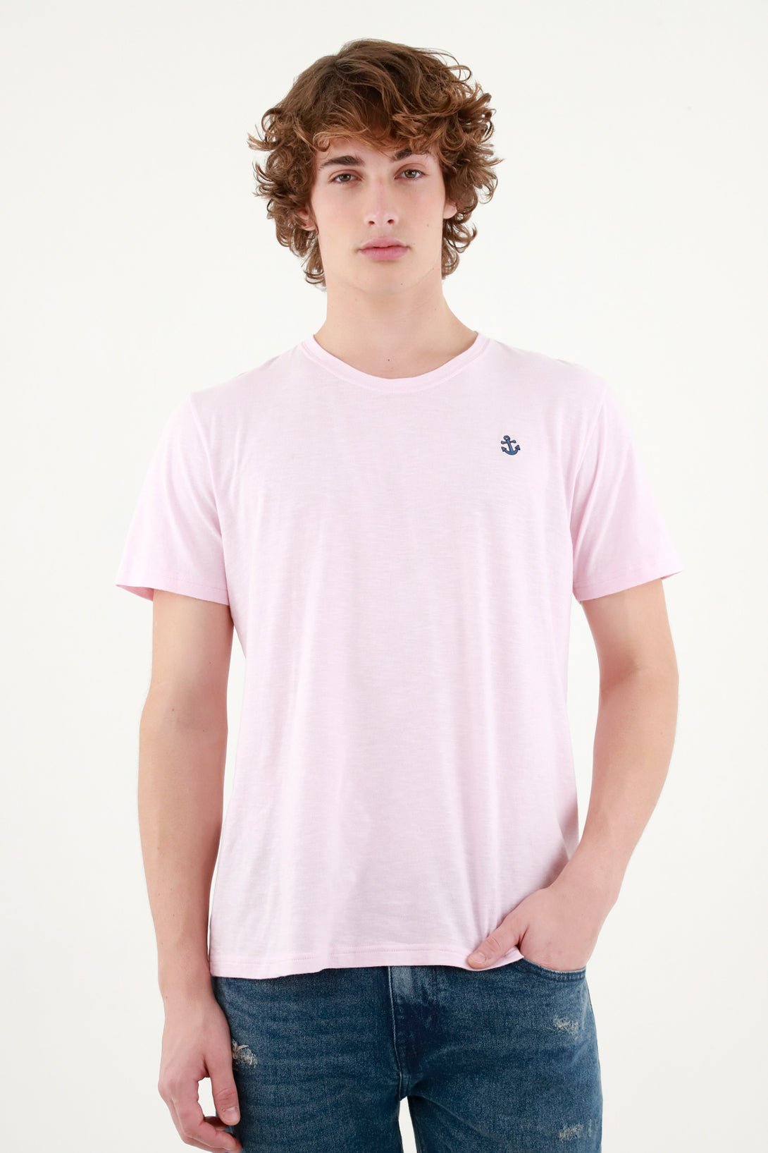 Men's Pink Tee with Mini Detail