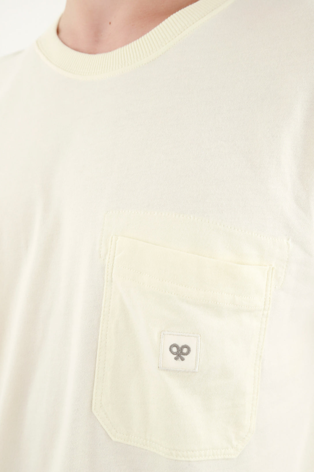 Men's Beige Tee with Patch Pocket