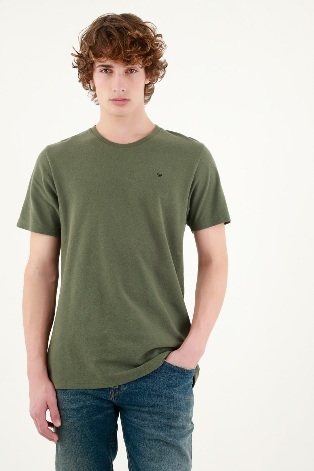 Camiseta cuello redondo verde para hombre