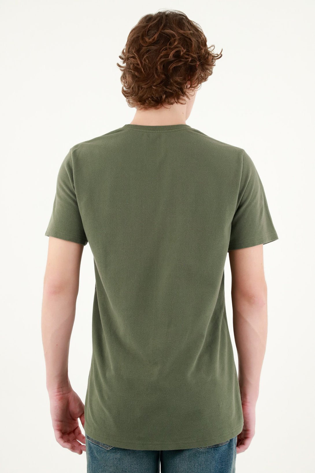 Camiseta cuello redondo verde para hombre