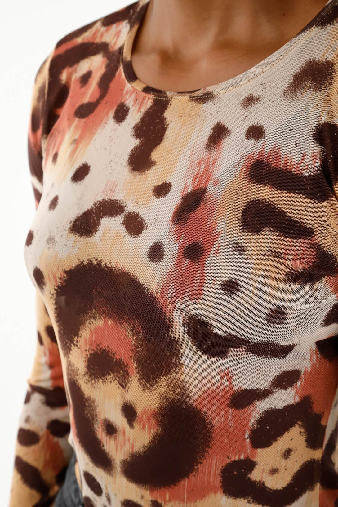 Camiseta de animal print en malla para mujer