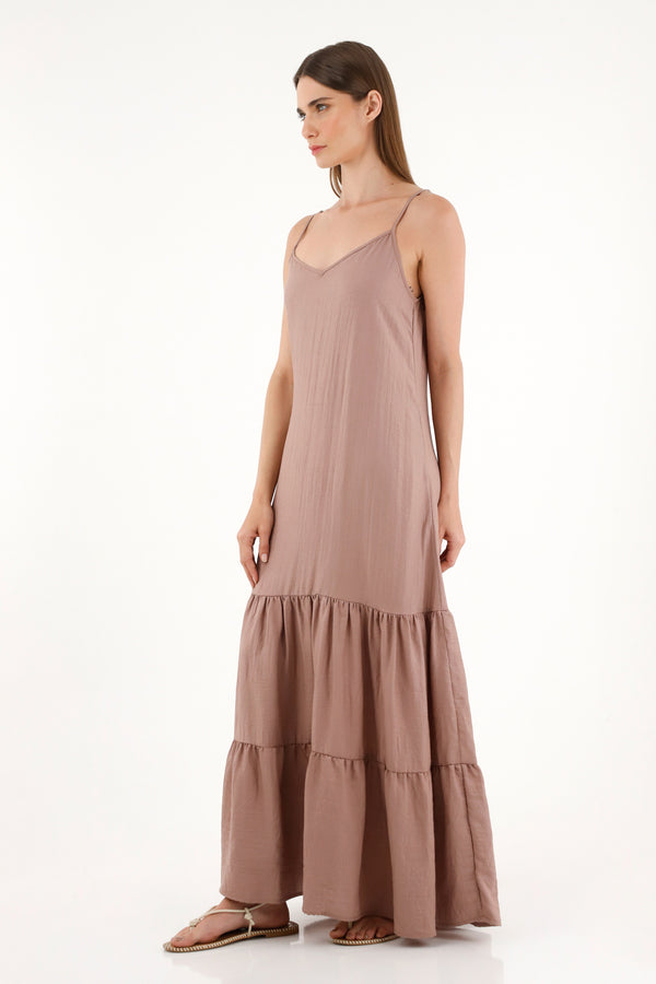 Women's Brown Ruffled Dress