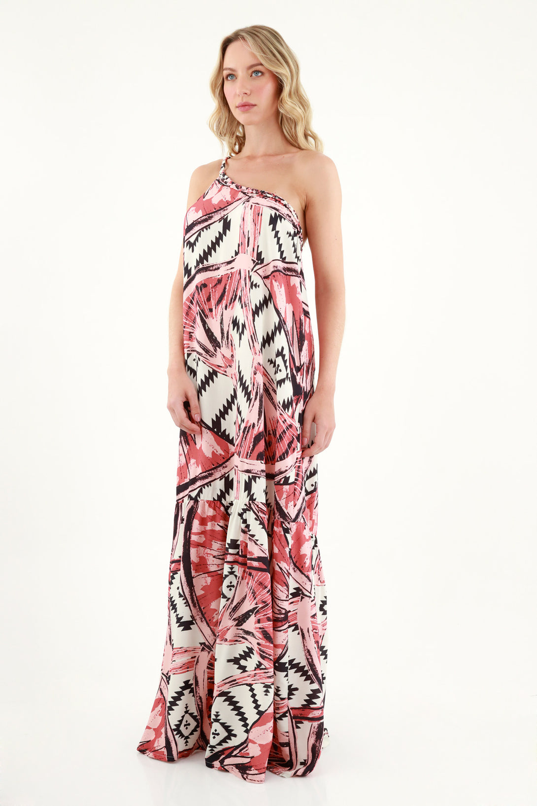 Women's One-Shoulder Printed Dress