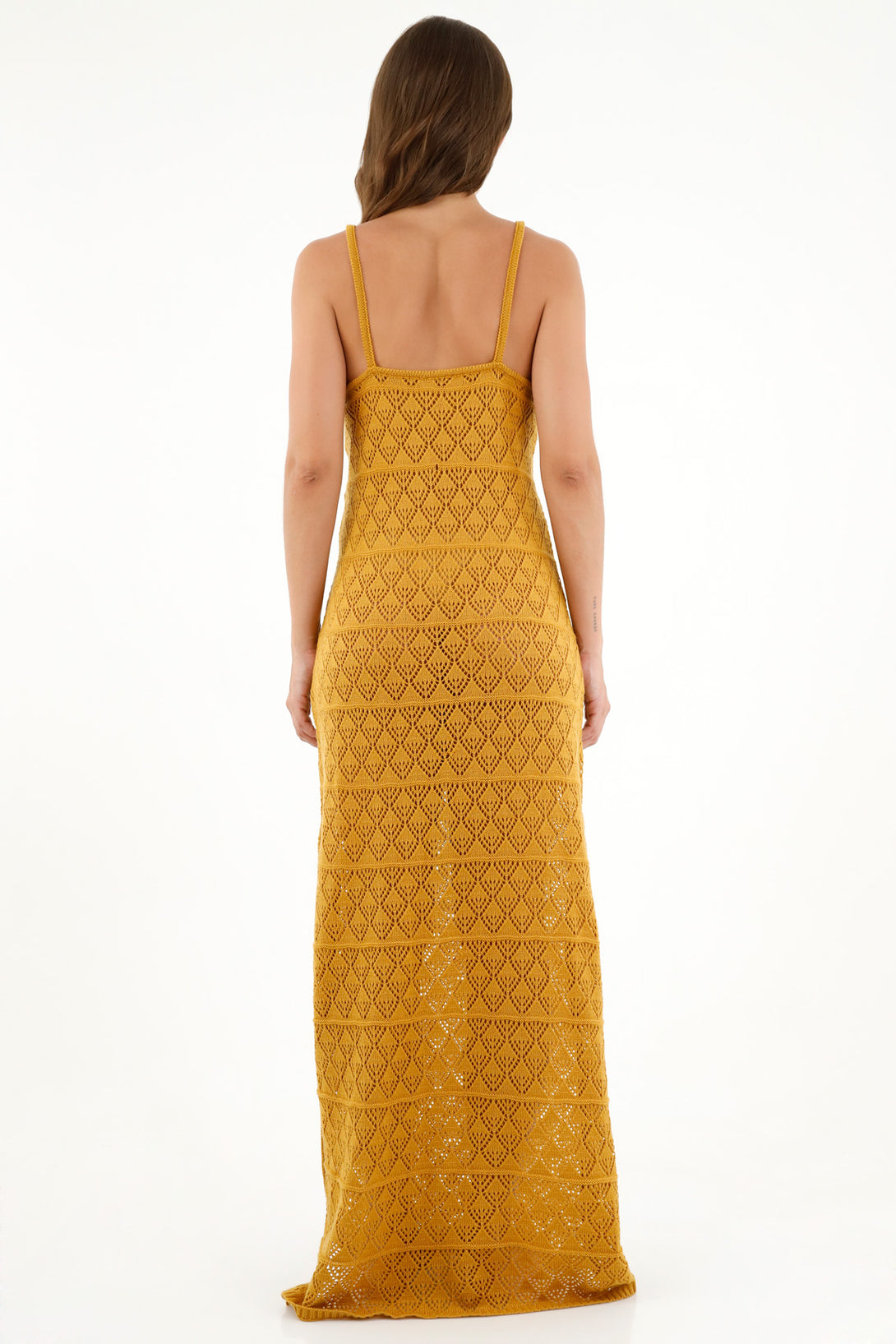 Vestido amarillo de tiras para mujer