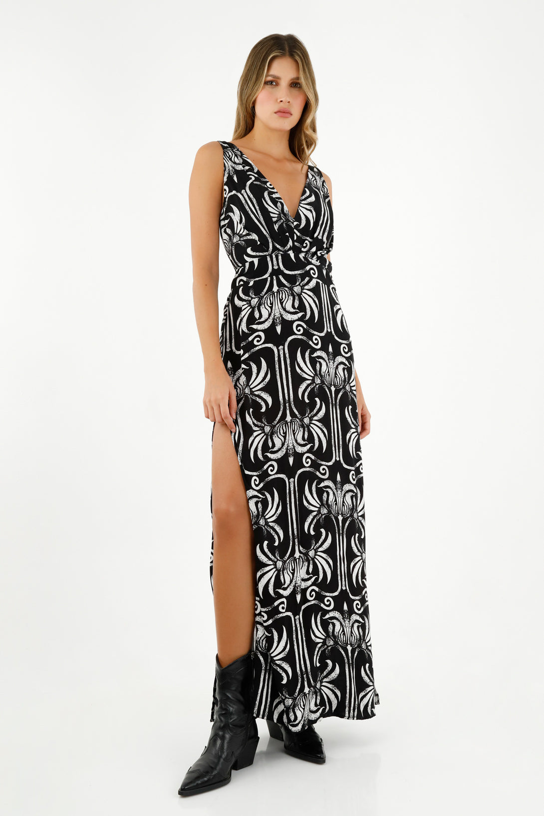 Women's Printed Dress with Cutouts