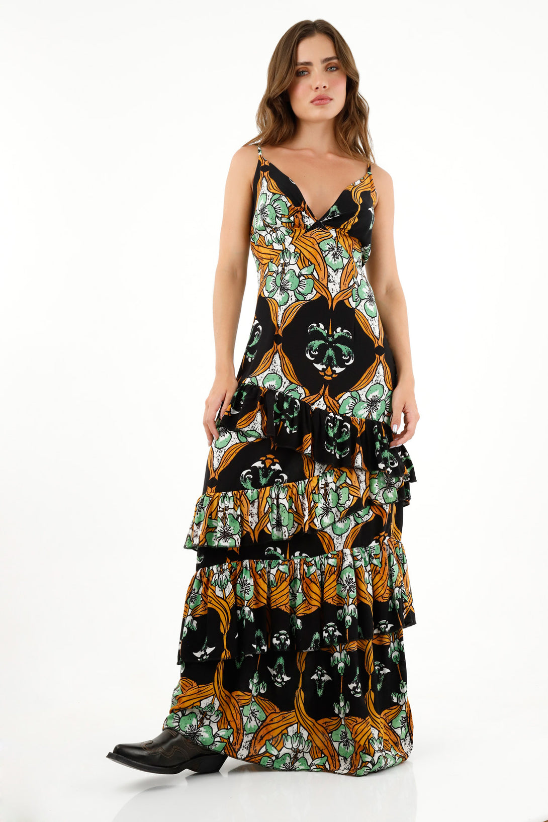 Women's Ruffled Printed Dress