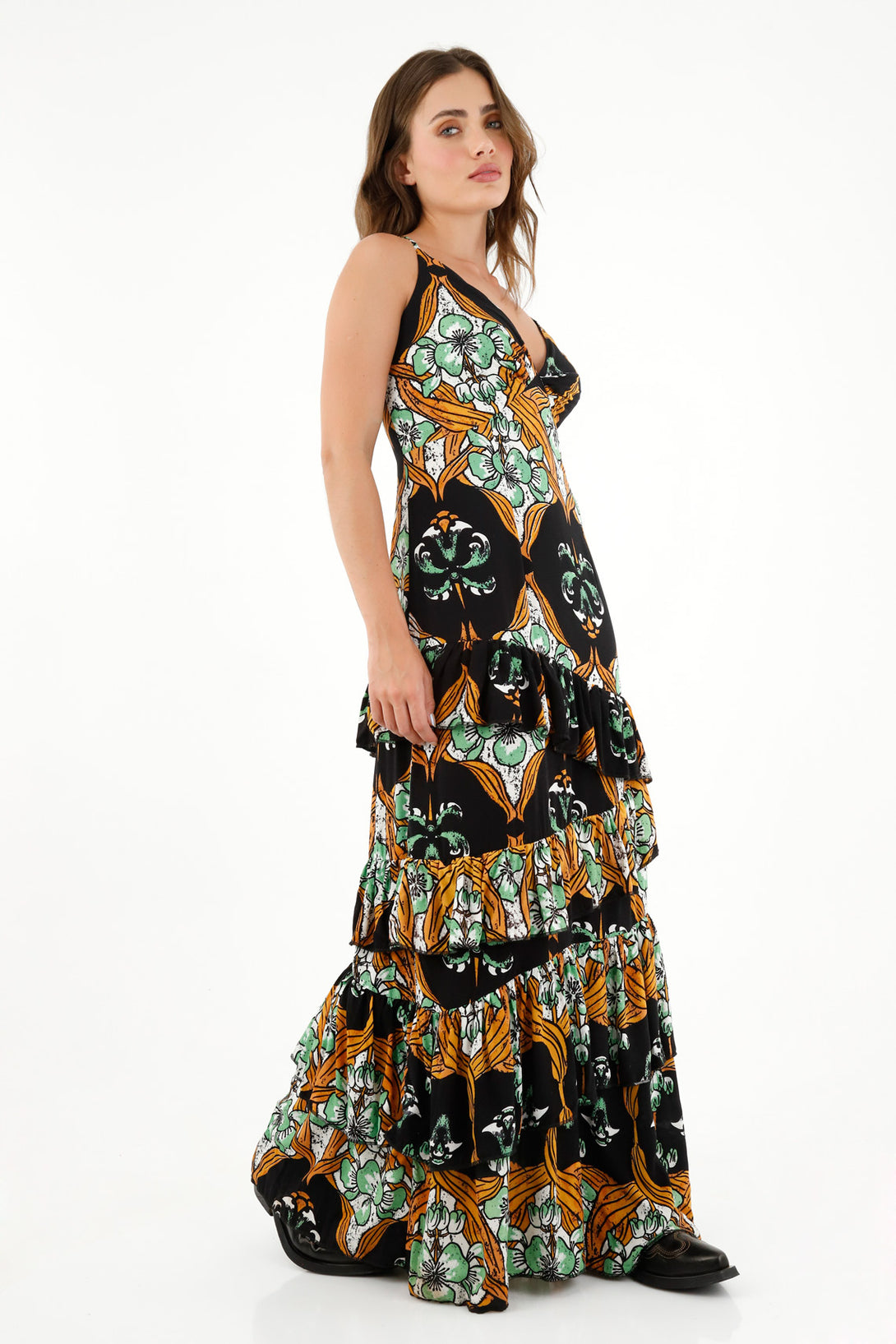 Women's Ruffled Printed Dress