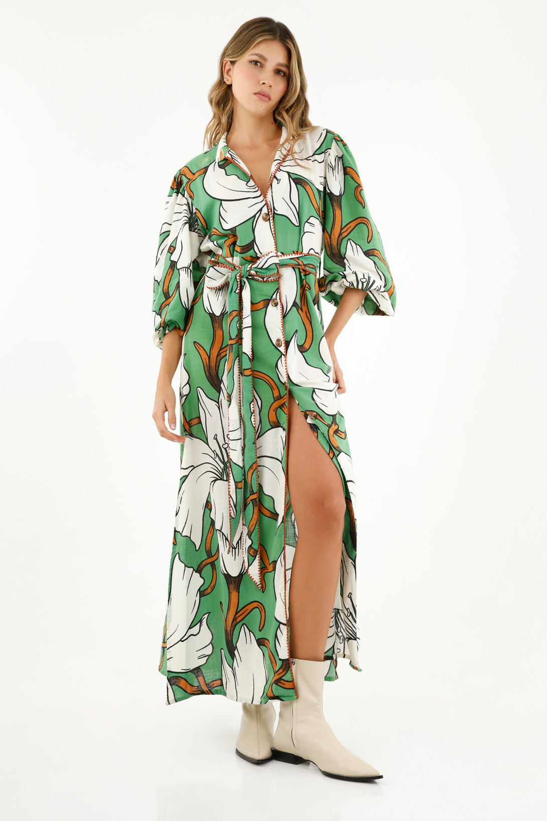 Women's Printed Dress with Belt