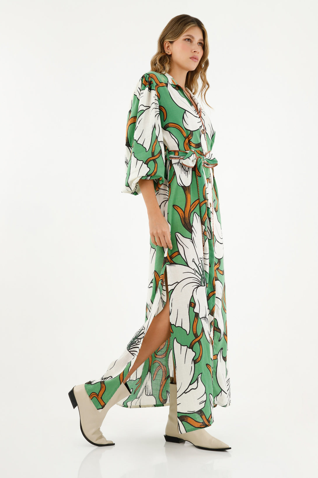 Women's Printed Dress with Belt