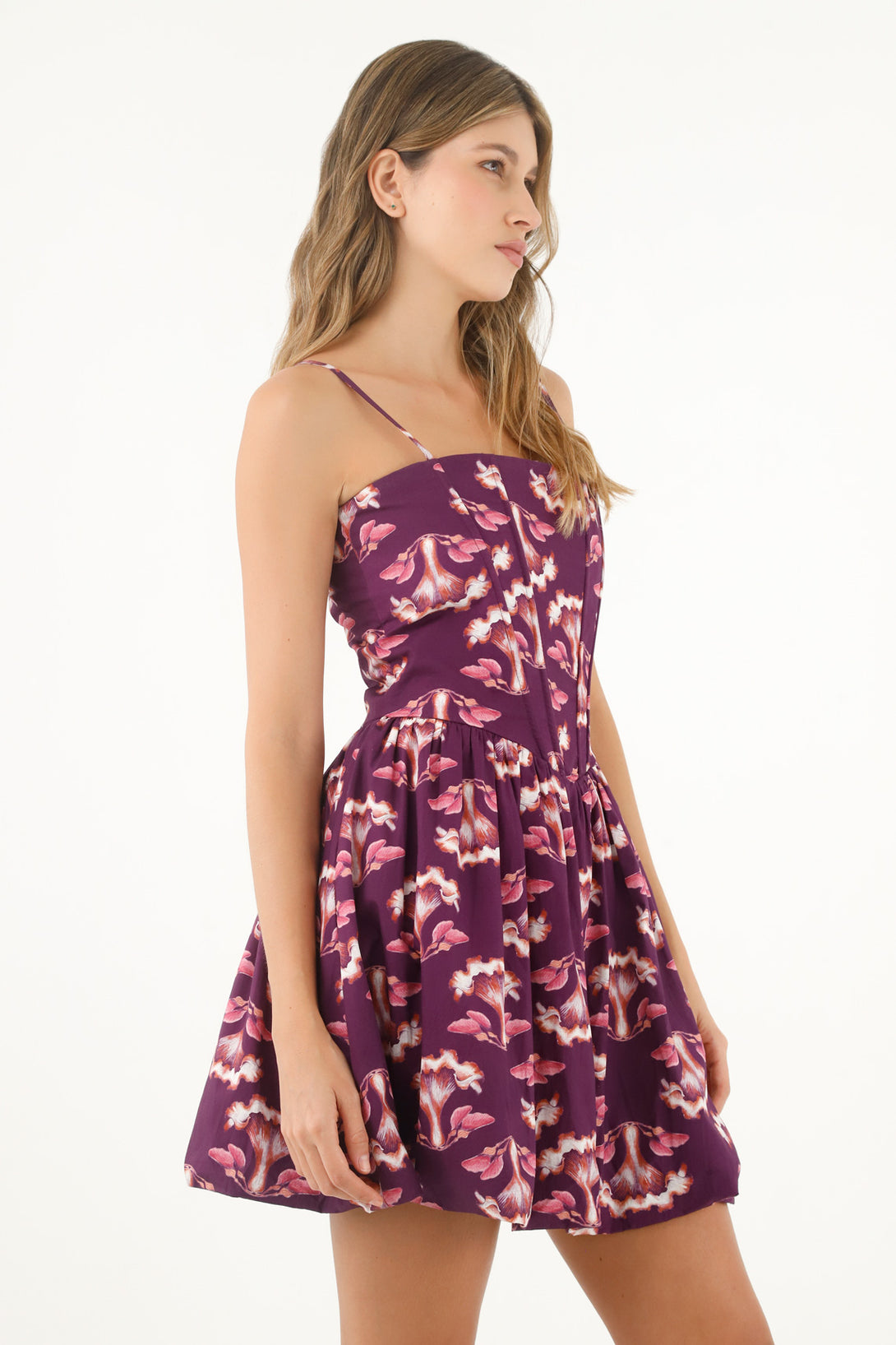 Vestido tipo corsé morado para mujer