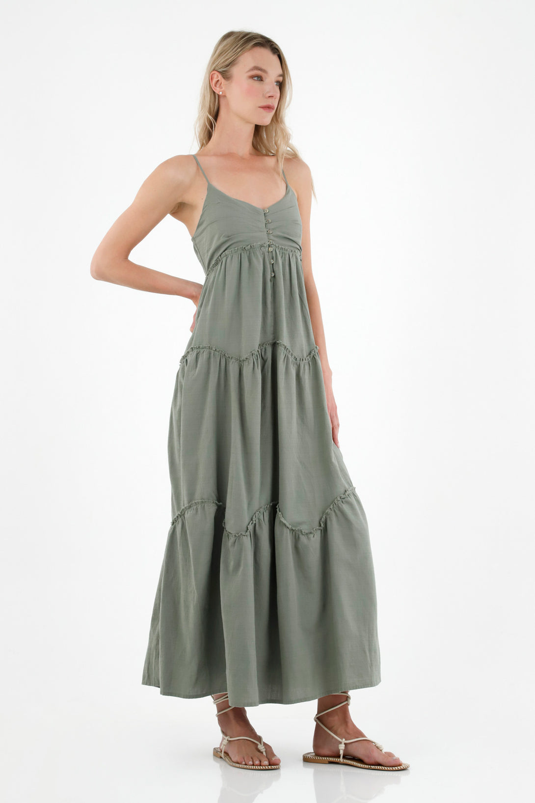 Women's Green V-Neck Dress