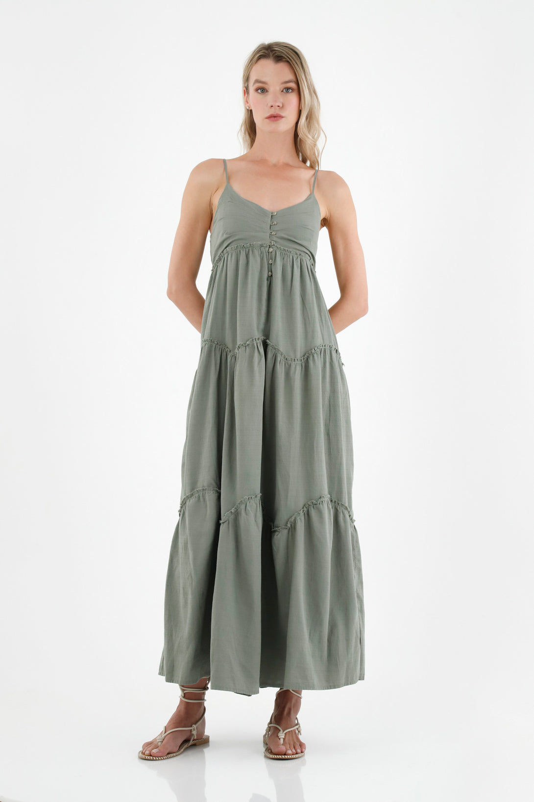 Women's Green V-Neck Dress