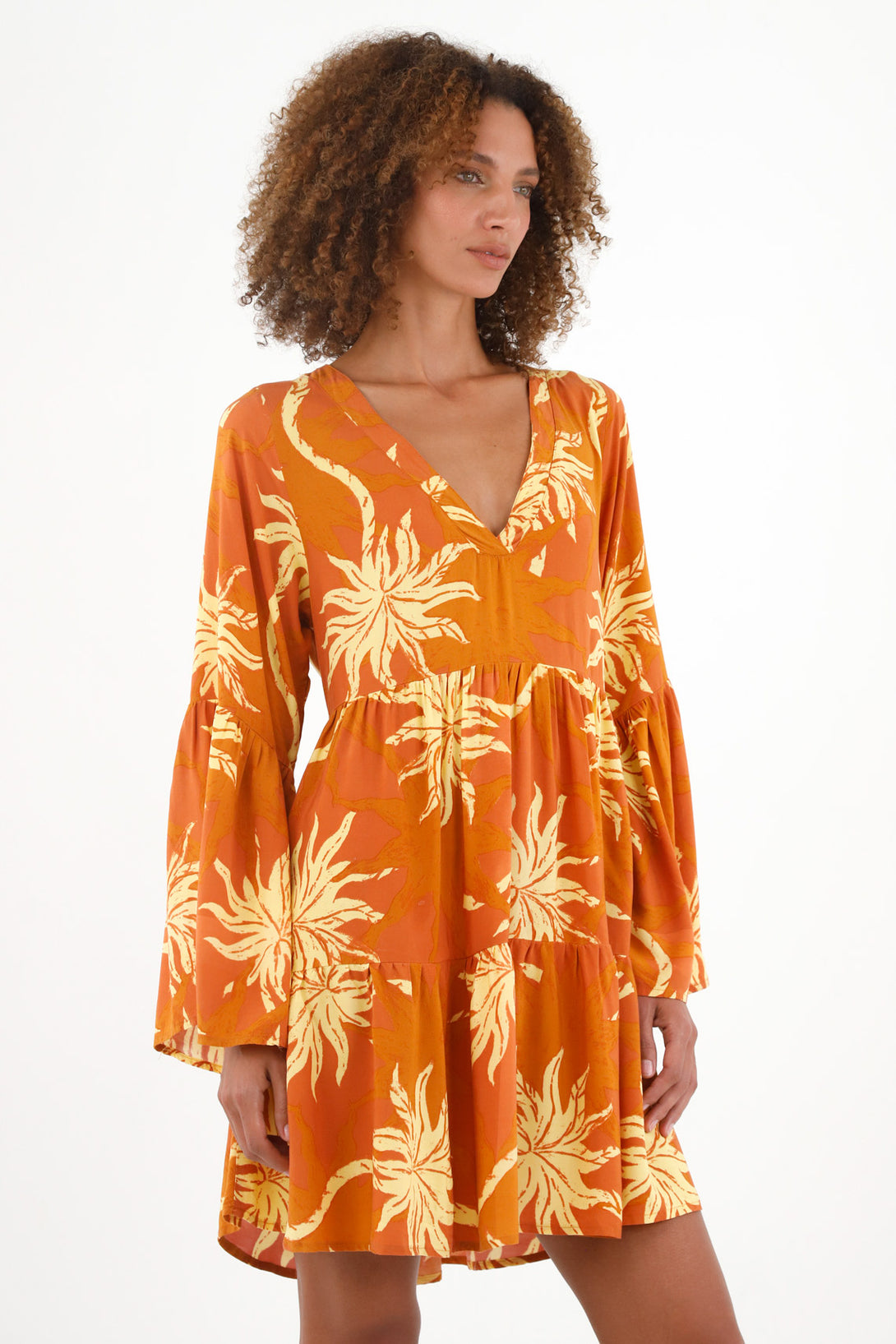 Women's V-Neck Printed Dress