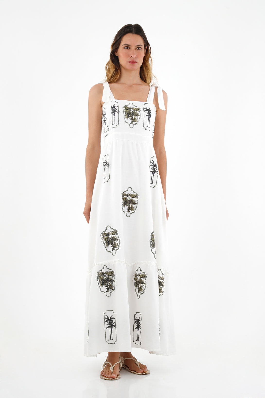 Women's Off-White Dress with Tie Straps