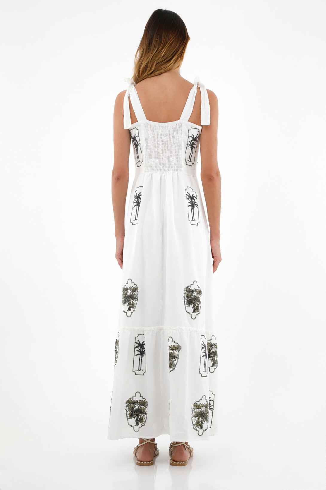 Women's Off-White Dress with Tie Straps