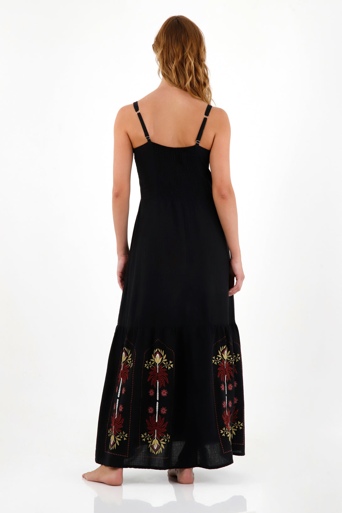 Women's Linen Dress with Embroidered Details