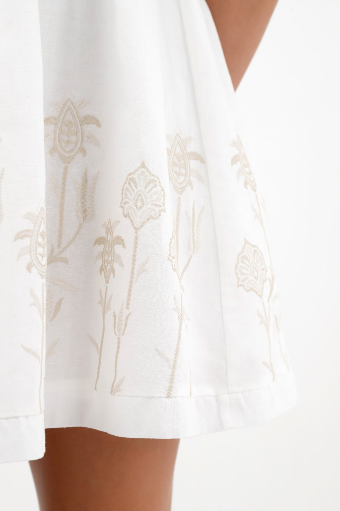 Women's Off-White Embroidered Embellished Dress