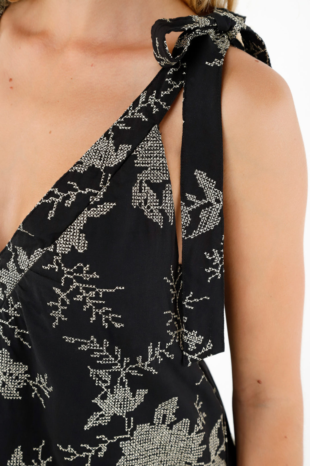 Women's Black Dress with Embroidered Details