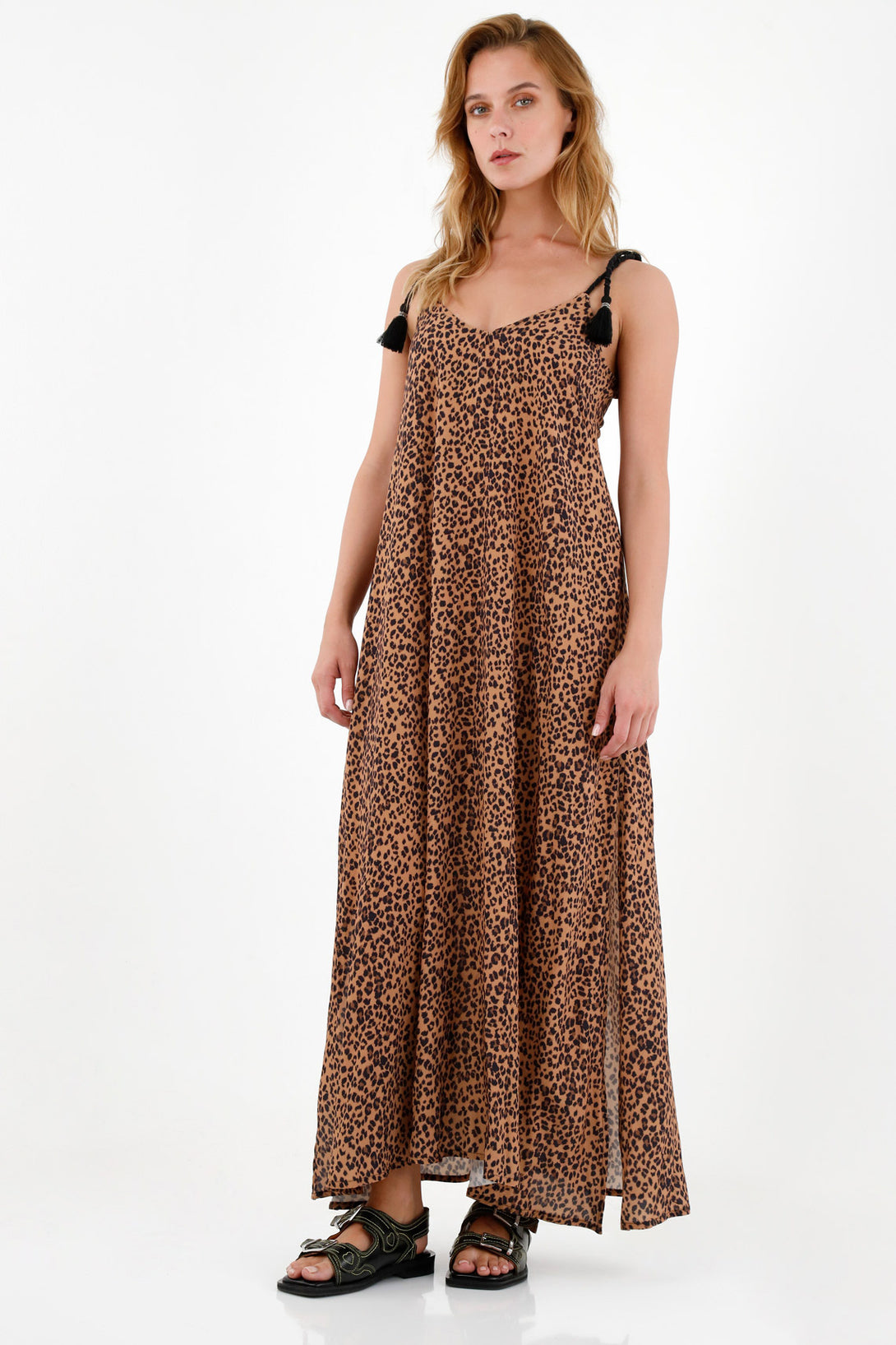 Vestido largo de animal print para mujer