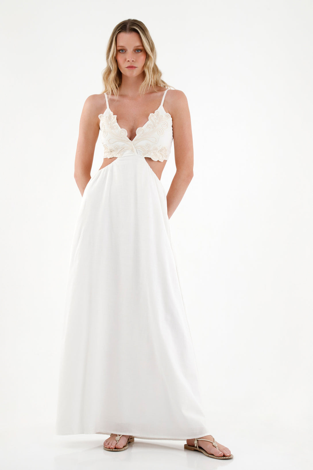 Women's Off-White Dress with Openings