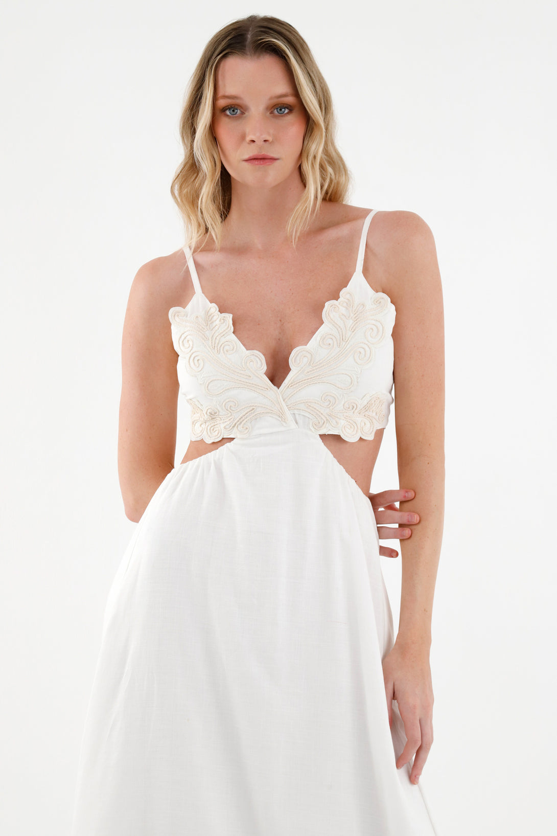 Women's Off-White Dress with Openings